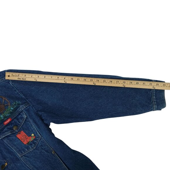 Wrangler Western Denim Jacket Womens Size L DIY Hand Painted Texas Cactus Boot - Picture 6 of 16